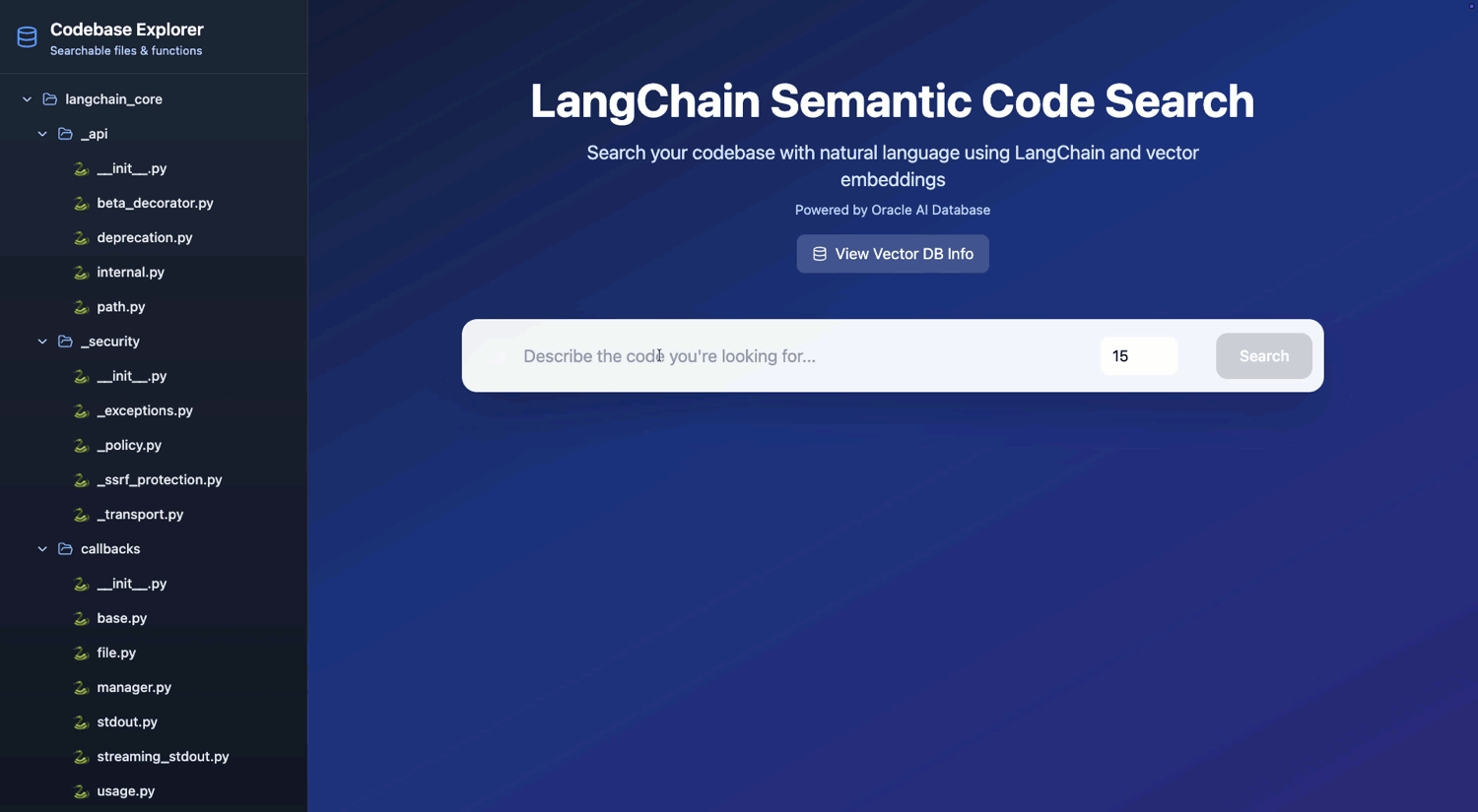 Demo of semantic code search