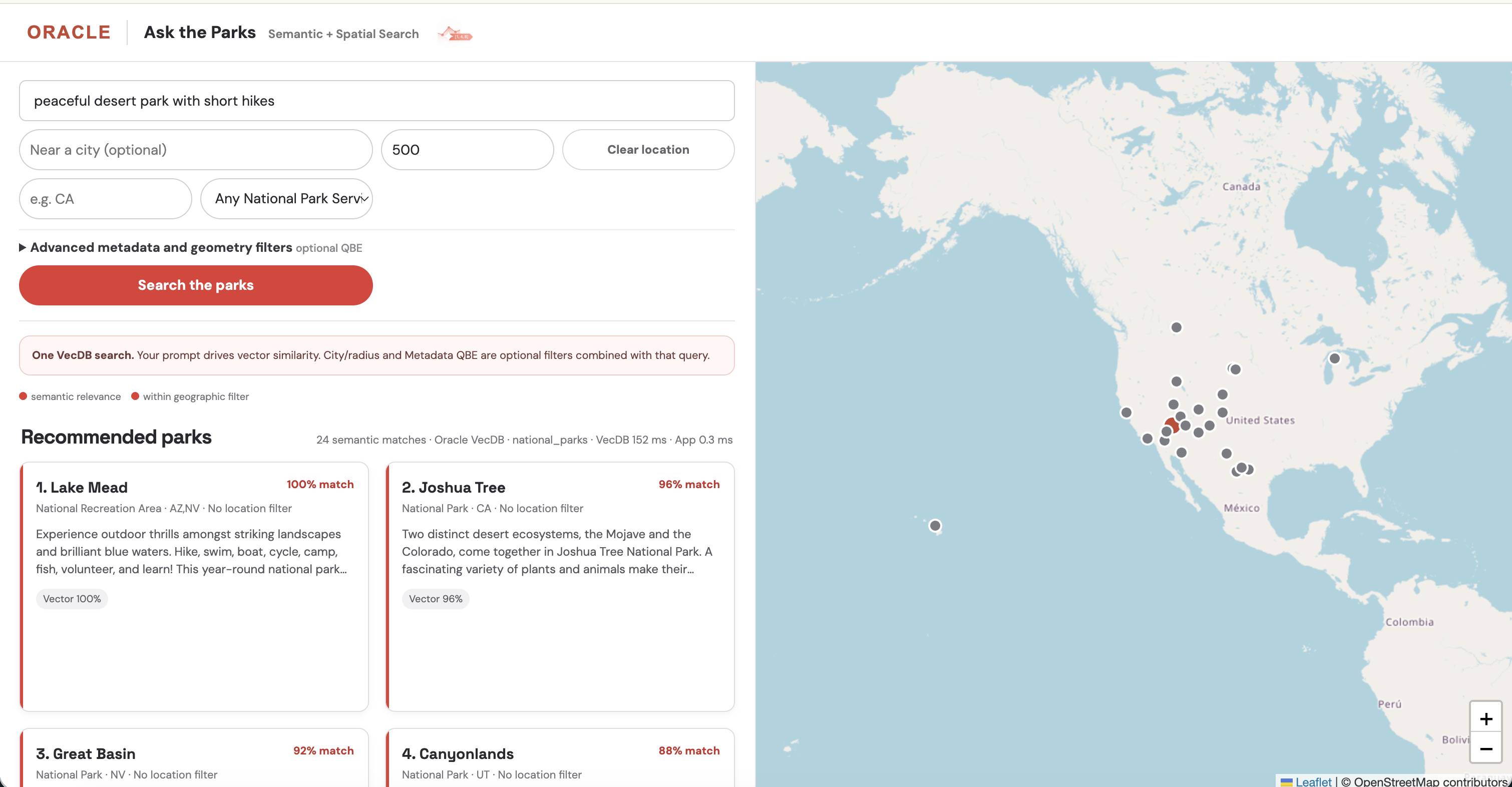 Ask the Parks semantic map search