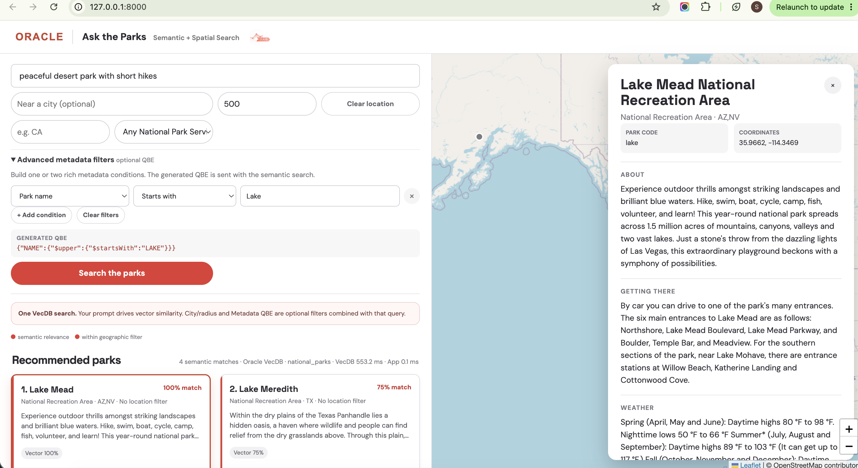Ask the Parks generated QBE filter