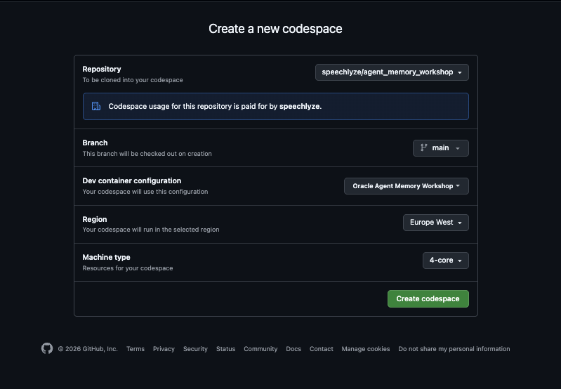 Create Codespace